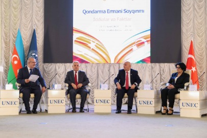 UNEC-də “Qondarma erməni soyqırımı: iddialar və faktlar” mövzusunda beynəlxalq konfrans keçirilir - FOTOLAR