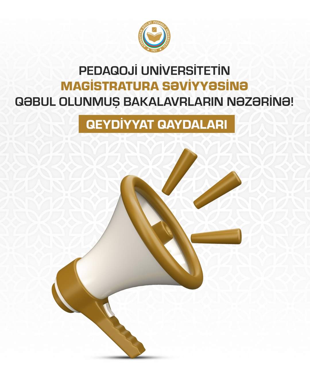 ADPU-nun magistraturasına qəbul olmuş şəxslərin nəzərinə