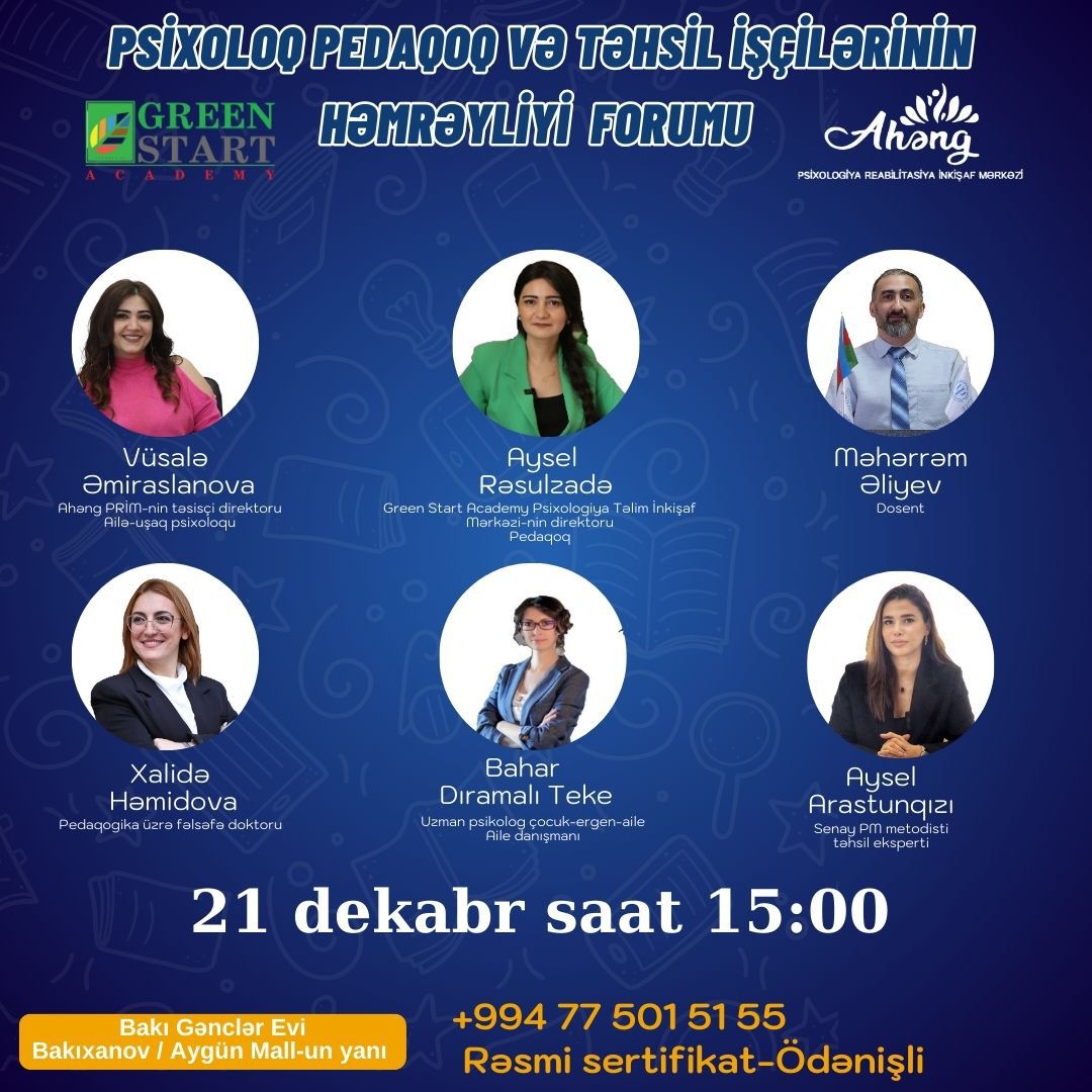 Psixoloq Pedaqoq və Təhsil İşçilərinin Həmrəylik Forumu keçiriləcək