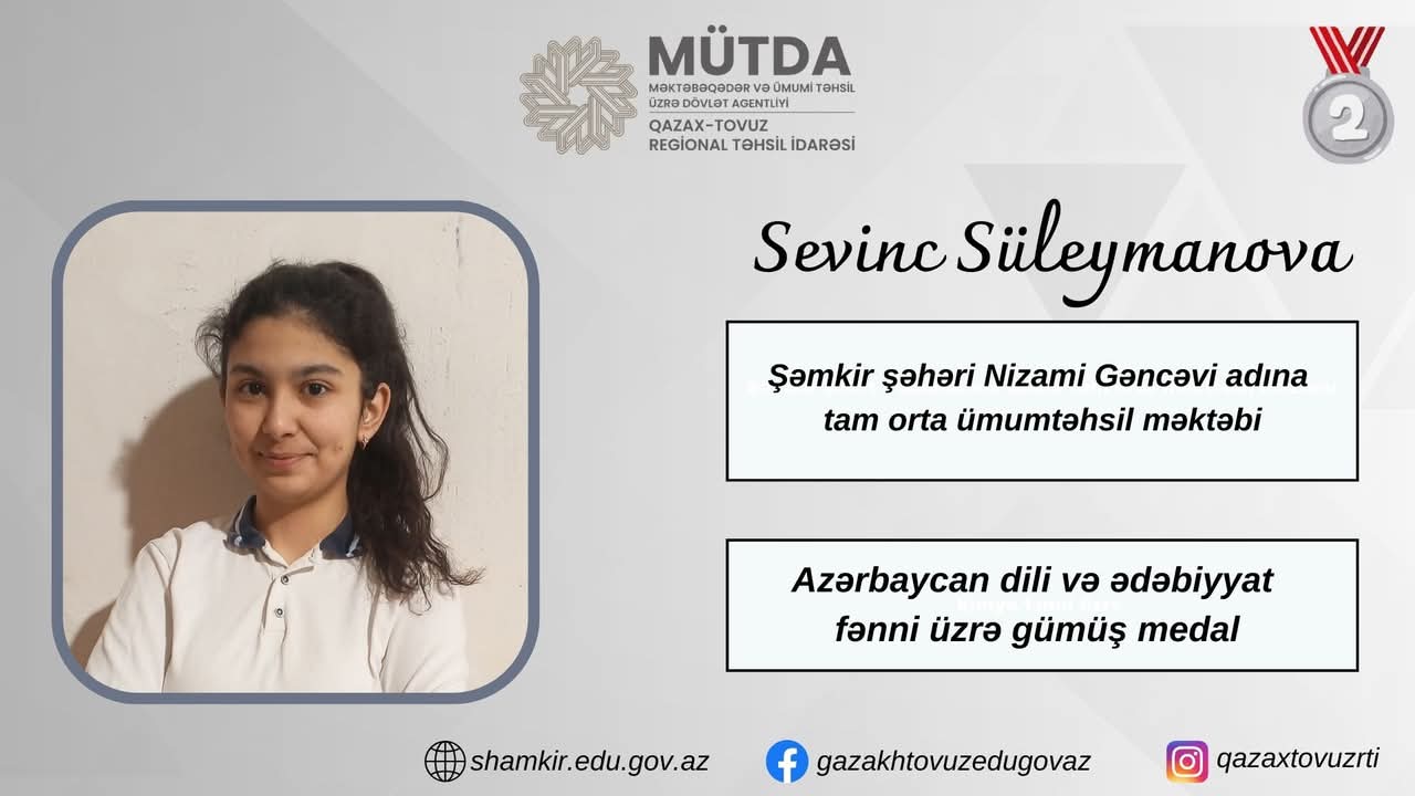 Şəmkirli şagird Respublika Fənn Olimpiadasında gümüş medal qazandı