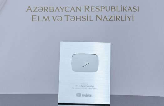 Elm və Təhsil Nazirliyi “YouTube”un gümüş plaketinə layiq görülüb