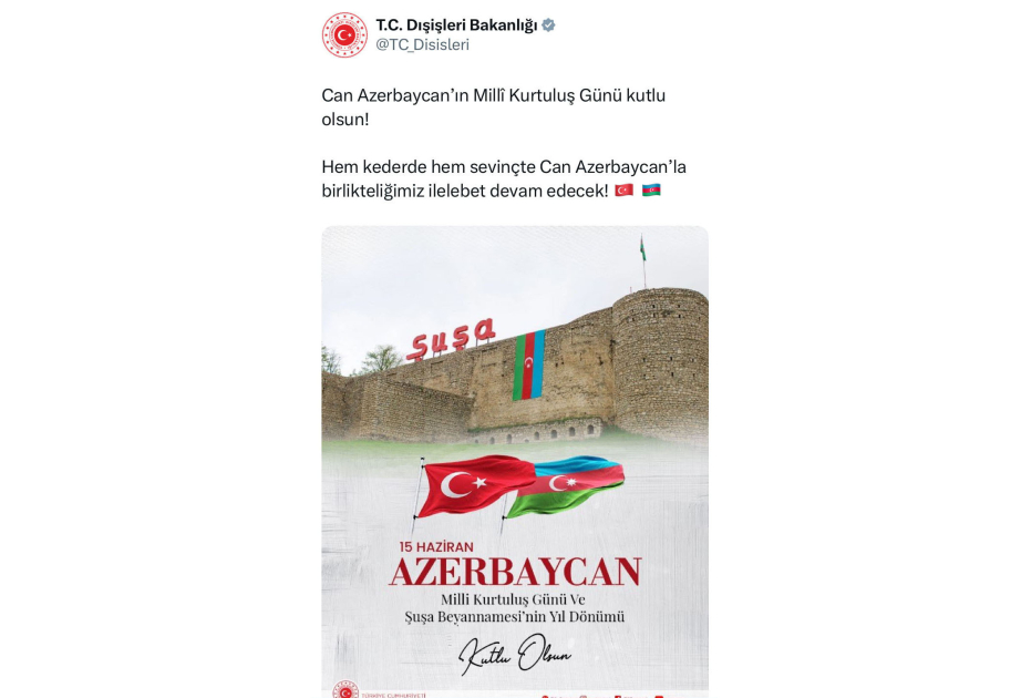 Türkiyə XİN: Azərbaycanla birliyimiz əbədi davam edəcək