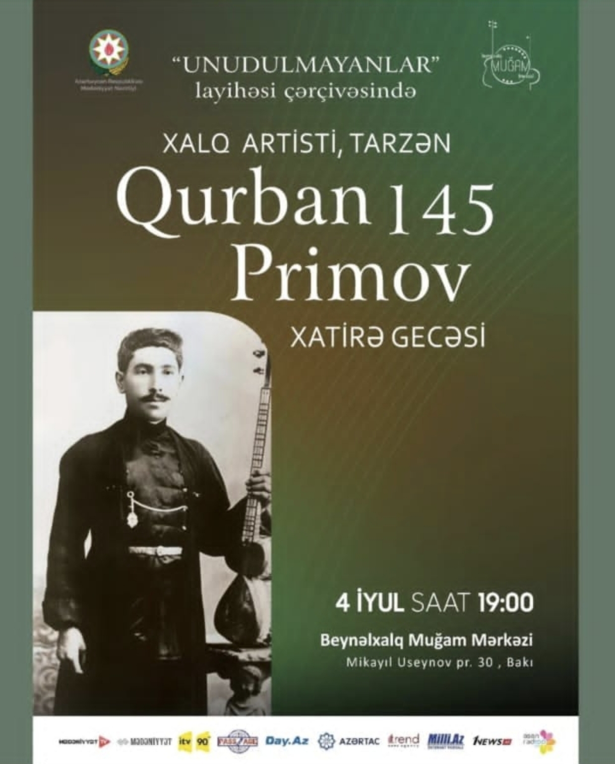 Beynəlxalq Muğam Mərkəzində Qurban Pirimovun 145 illik yubileyi qeyd olunub