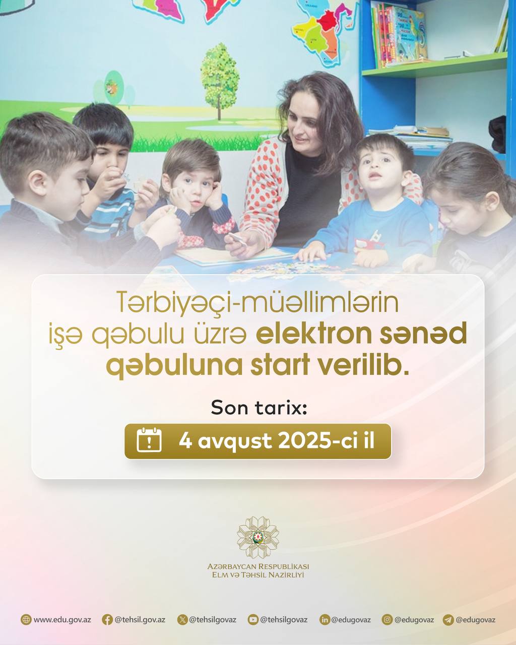 Məktəbəqədər müəssisələrə tərbiyəçi-müəllimlərin qəbulu başlayıb