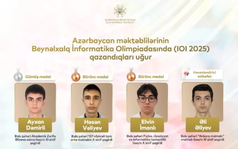 Our Schoolchildren win three medals at the International Olympiad in Informatics