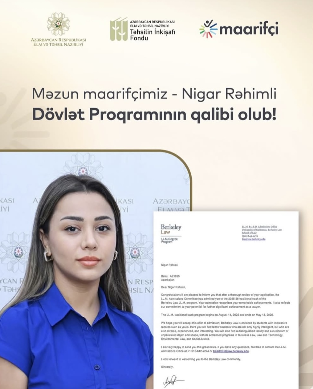Maarifçi məzunu Dövlət Proqramının qalibi olub