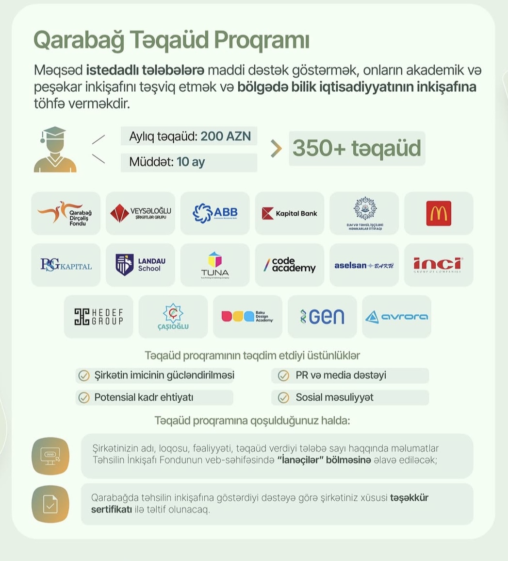 Qarabağ Universitetində təqaüd proqramı təsis edilib