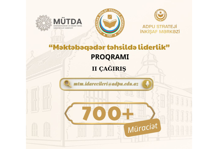 Məktəbəqədər təhsildə liderlik” proqramının II çağırışı üzrə qeydiyyat başa çatdı: 700-dən çox müraciətçi iştirak etdi
