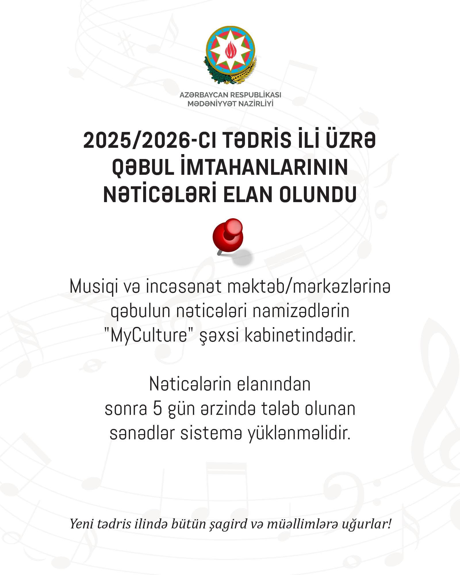 Musiqi və incəsənət məktəblərinə qəbul nəticələri elan olundu