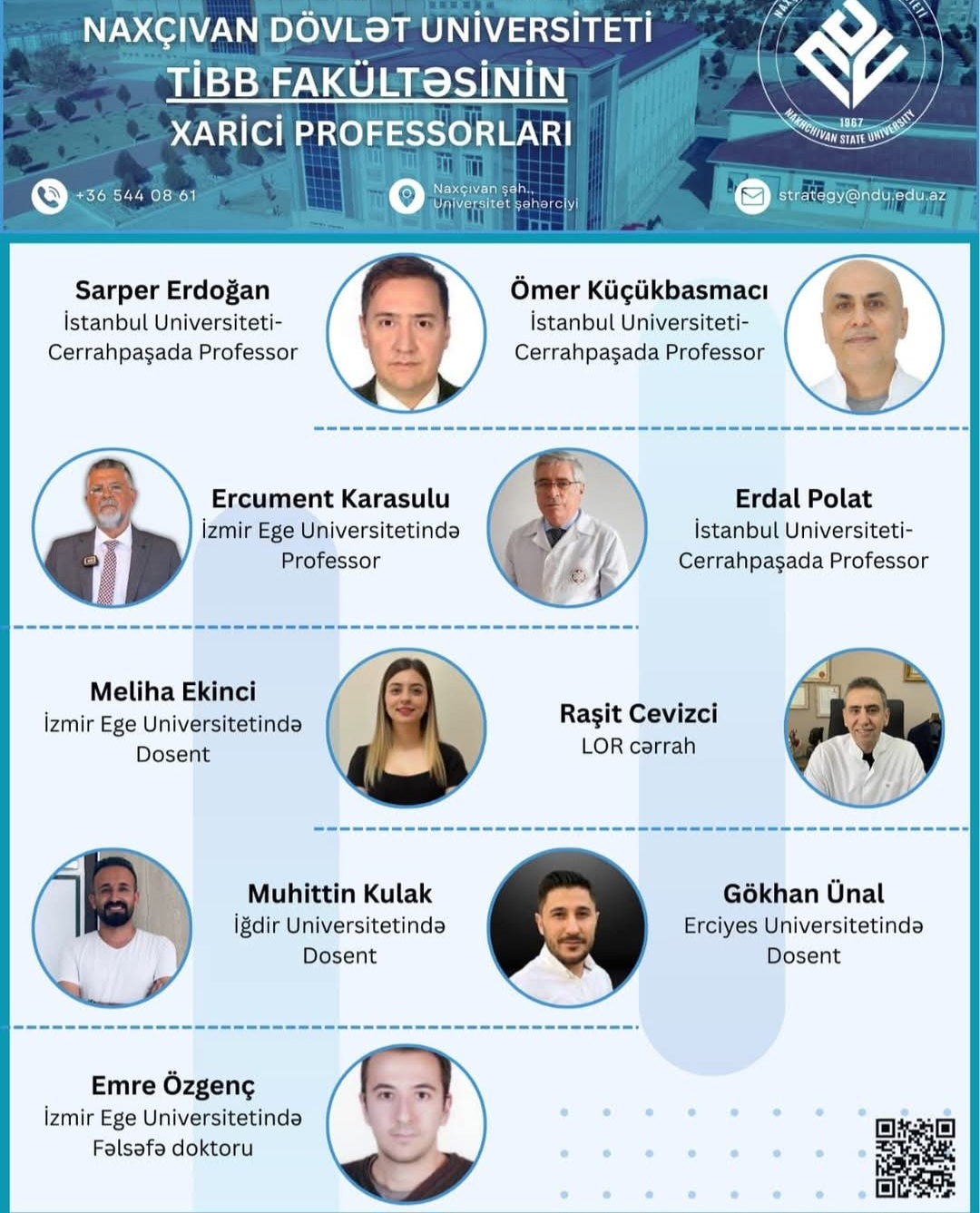 Naxçıvan Dövlət Universitetində Tibb fakültəsinin xarici professorları təqdim olunub