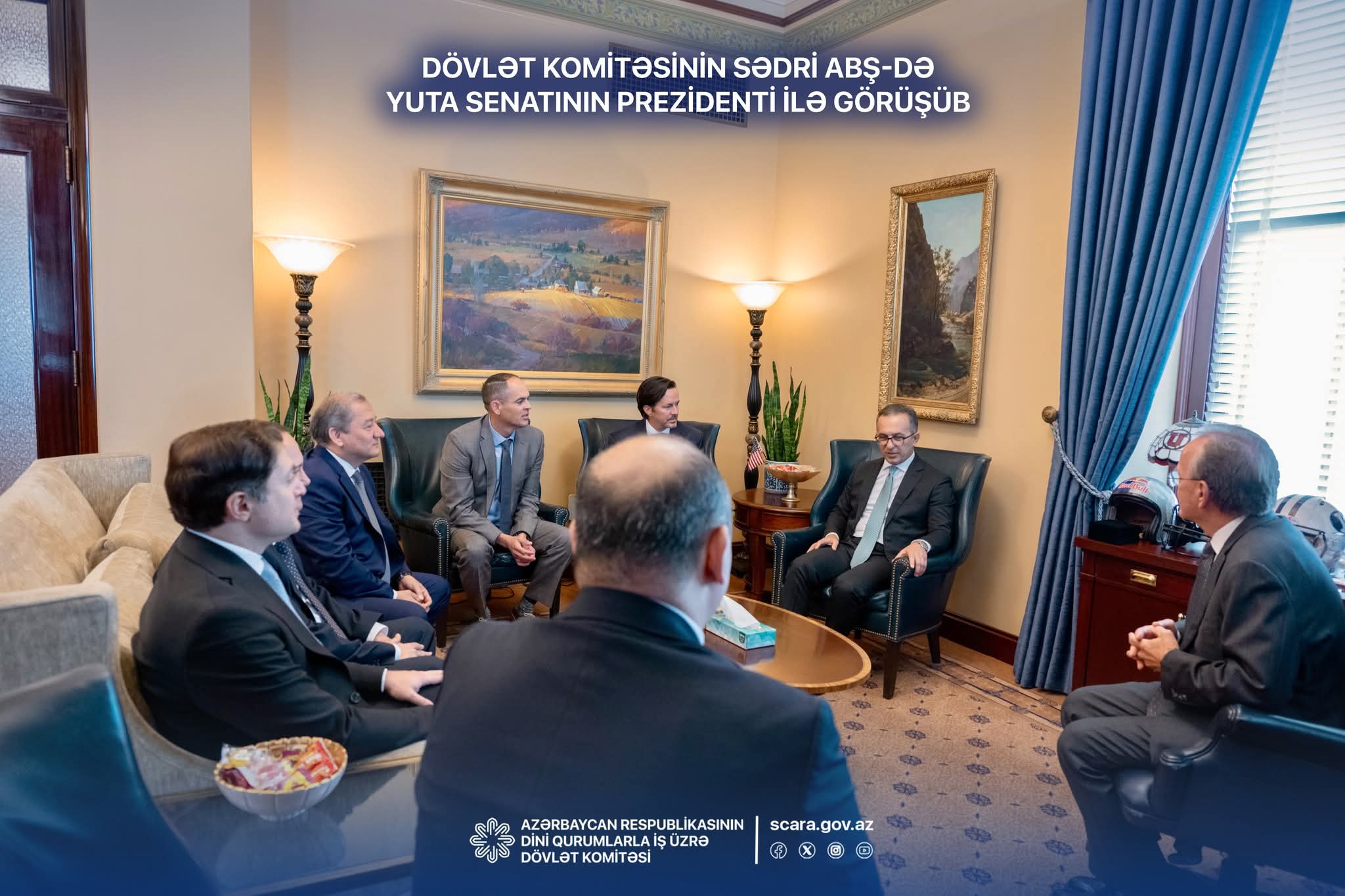 Dini Qurumlarla İş üzrə Dövlət Komitəsinin sədri ABŞ-da Yuta Senatının prezidenti ilə görüşüb - FOTO
