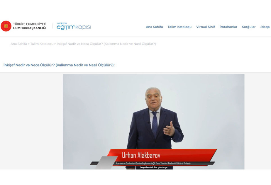 Akademik Urxan Ələkbərovun hazırladığı təlim videosu Türkiyədə yayımlanır