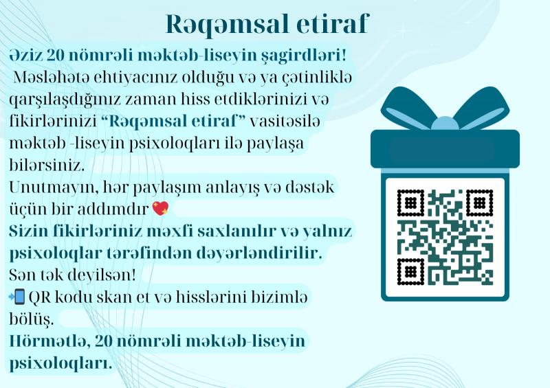 Şagirdlər üçün “Rəqəmsal etiraf” adlı layihəyə start verilib