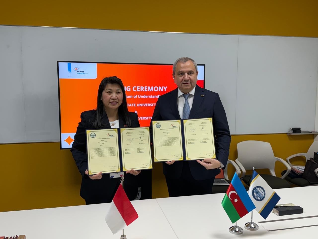 BDU və İndoneziyanın Bina Nusantara Universiteti arasında anlaşma memorandumu imzalanıb