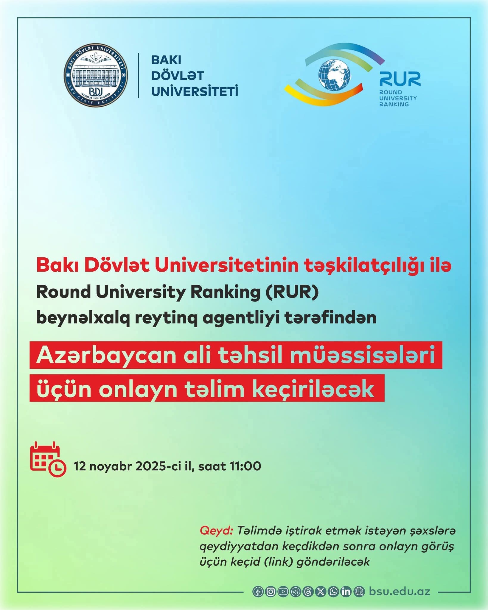 Azərbaycanın ali təhsil müəssisələrinin nümayəndələri üçün beynəlxalq onlayn təlim! 