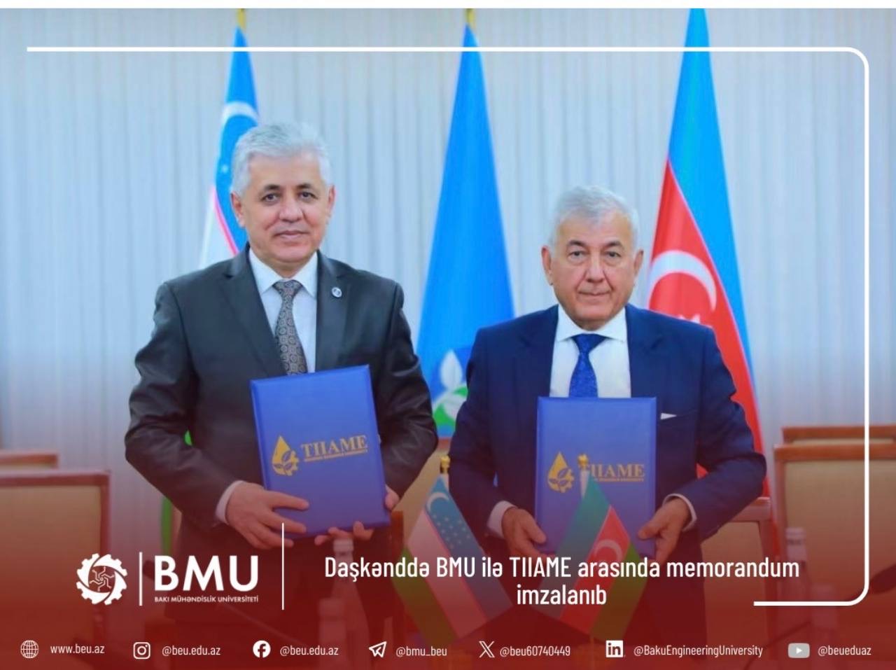 Daşkənddə BMU ilə TIIAME arasında əməkdaşlıq memorandumu imzalanıb.