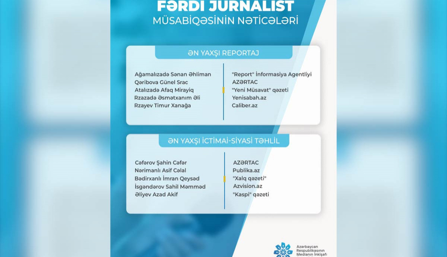 "Fərdi jurnalist müsabiqəsi"nin nəticələri açıqlandı