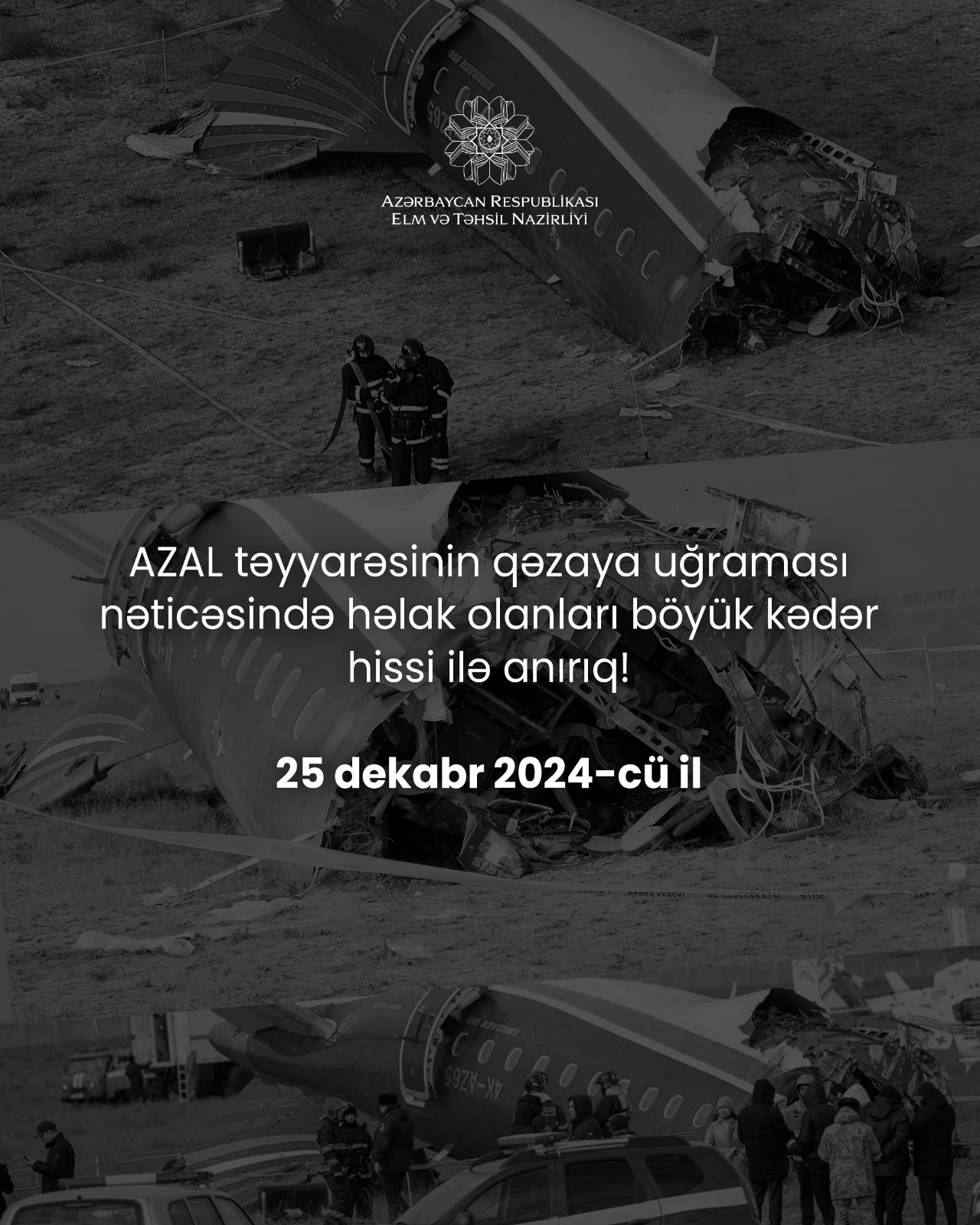Elm və Təhsil Nazirliyindən AZAL təyyarə qəzasının ildönümünə dair paylaşım