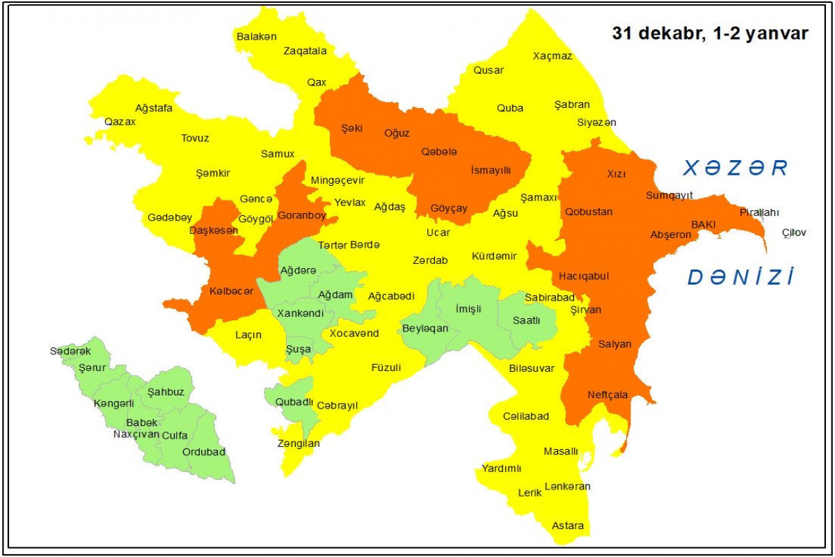 Küləkli hava şəraiti ilə bağlı sarı və narıncı xəbərdarlıq 