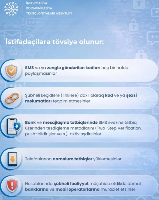 "Telefonunuza göndərilən kodları heç kimlə paylaşmayın" - İKTA-dan XƏBƏRDARLIQ