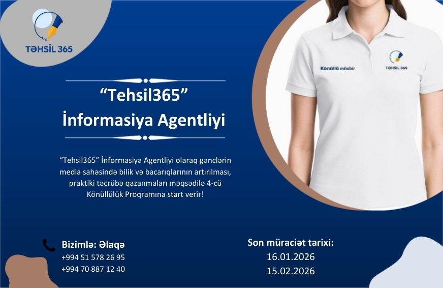 "Tehsil365" İnformasiya Agentliyi 4-cü Könüllülük Proqramına start verir