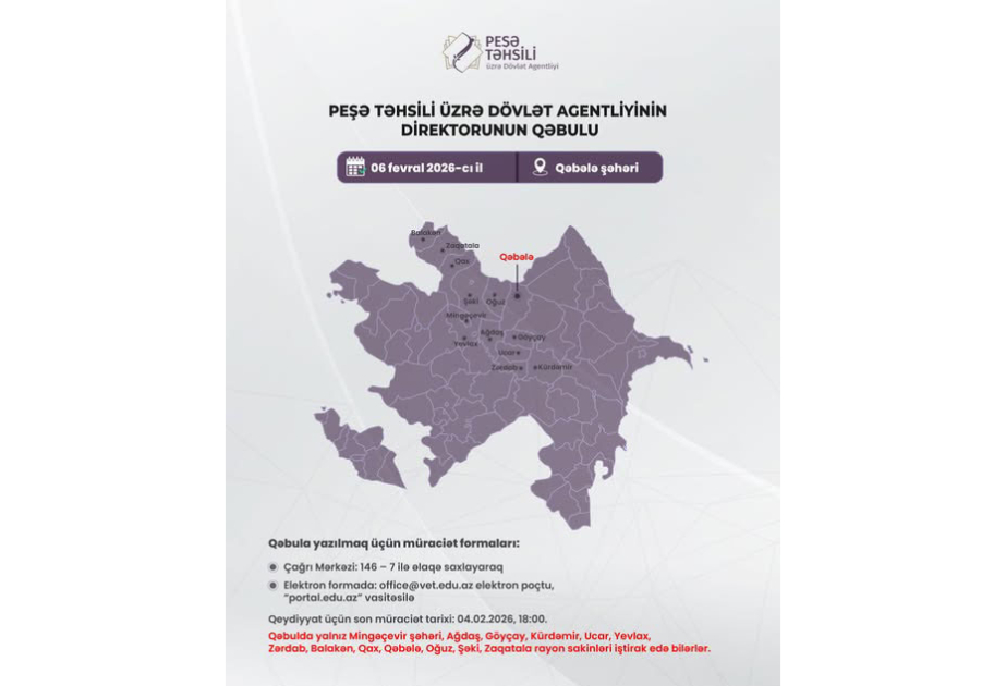 Agentlik sədri Qəbələdə vətəndaşların müraciətlərini dinləyəcək