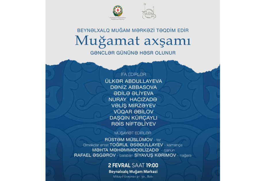 Beynəlxalq Muğam Mərkəzində növbəti konsert gənclər gününə həsr olunacaq