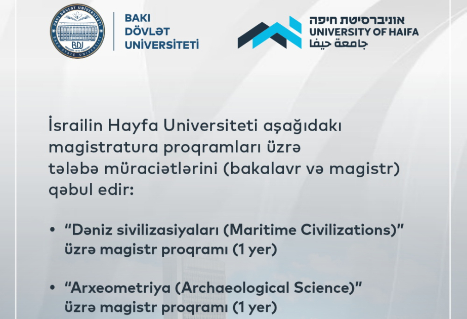 İsrailin Hayfa Universiteti magistratura proqramları üzrə müraciətləri qəbul edir