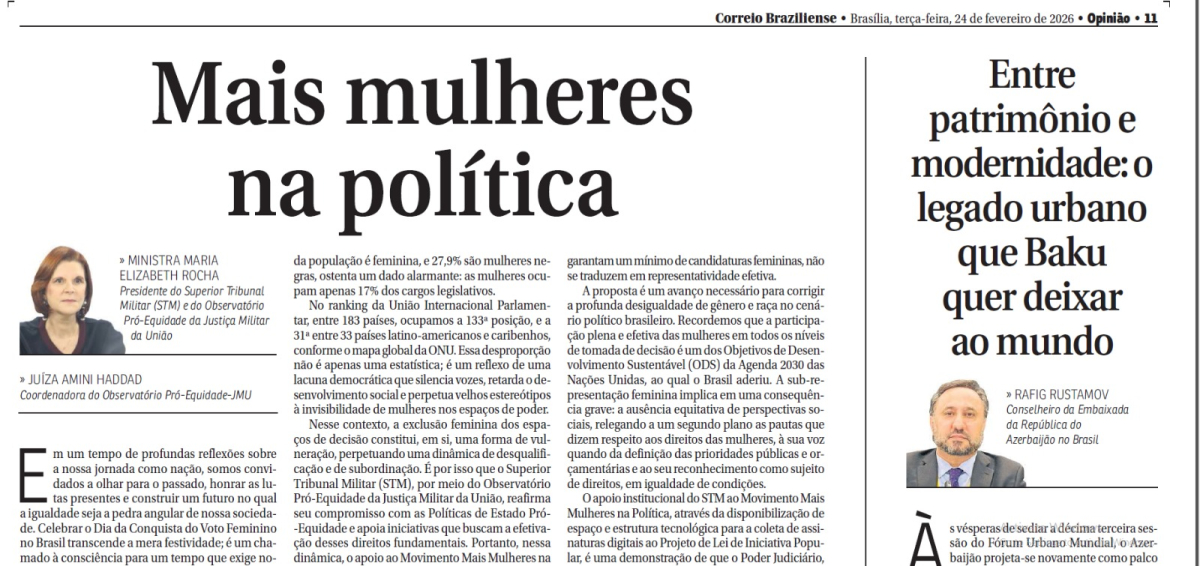 Braziliya mediasında Ümumdünya Şəhərsalma Forumunun 13-cü Sessiyasına həsr olunmuş məqalə dərc edilib