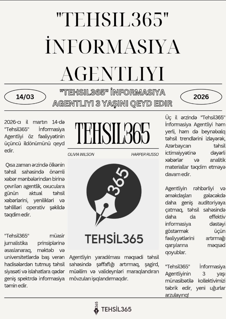 “Tehsil365” İnformasiya Agentliyinin 3 yaşı tamam olur
