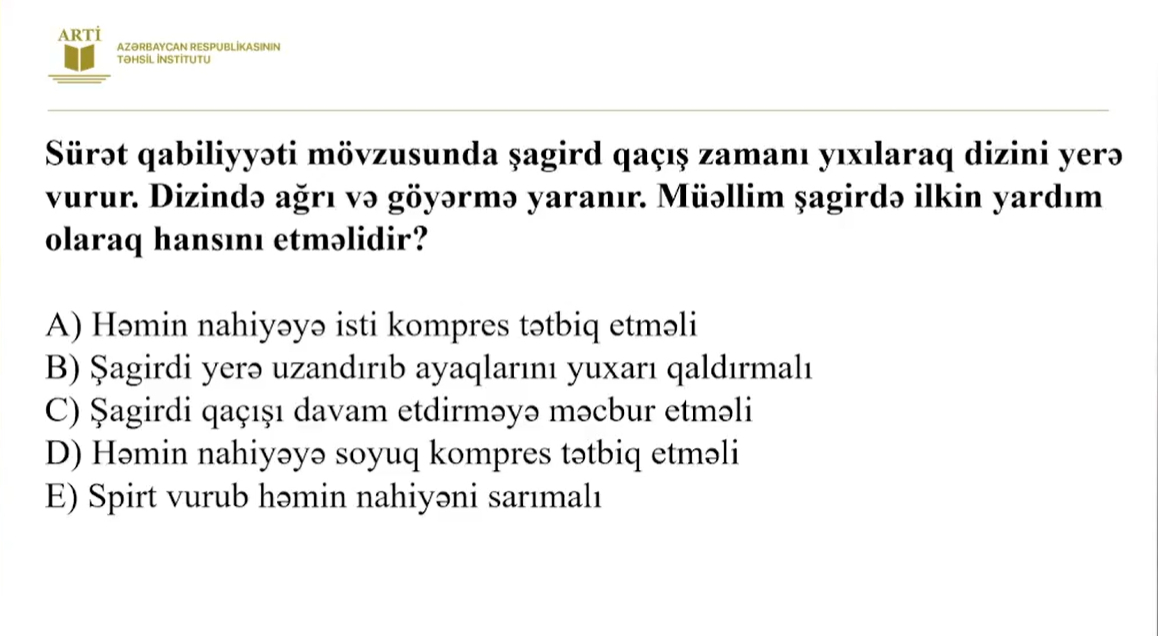 Fiziki tərbiyə fənni üzə sertifikasiyaya hazırlaşanların nəzərinə