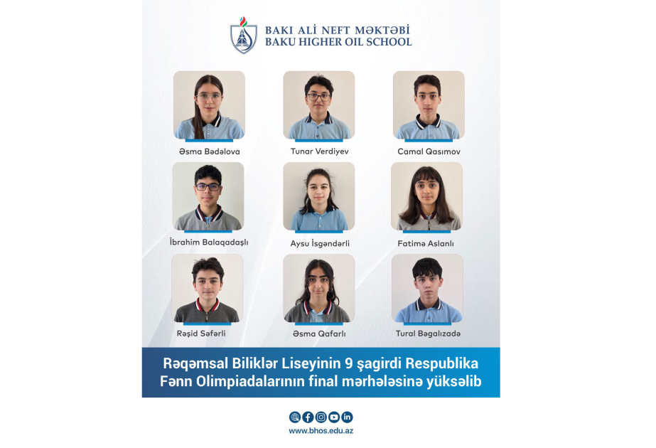 BANM-in liseyinin 9 şagirdi respublika fənn olimpiadalarının final mərhələsinə yüksəlib
