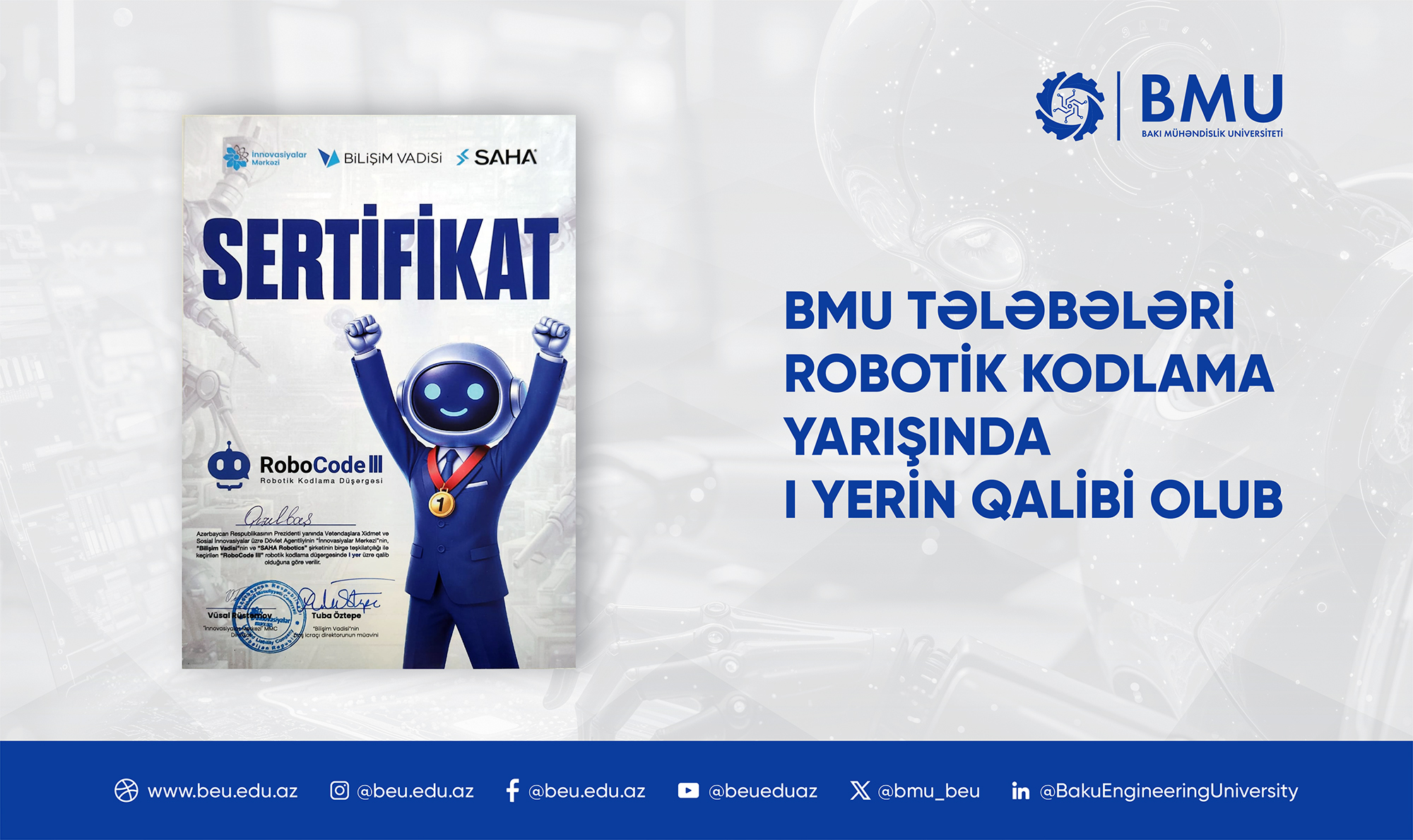 BMU tələbələri robotik kodlama yarışında I yerin qalibi olub