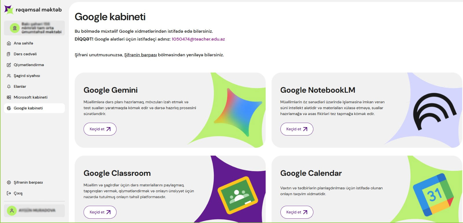 Tədrisdə yeni imkanlar: “Google” alətləri artıq “Rəqəmsal məktəb”də
