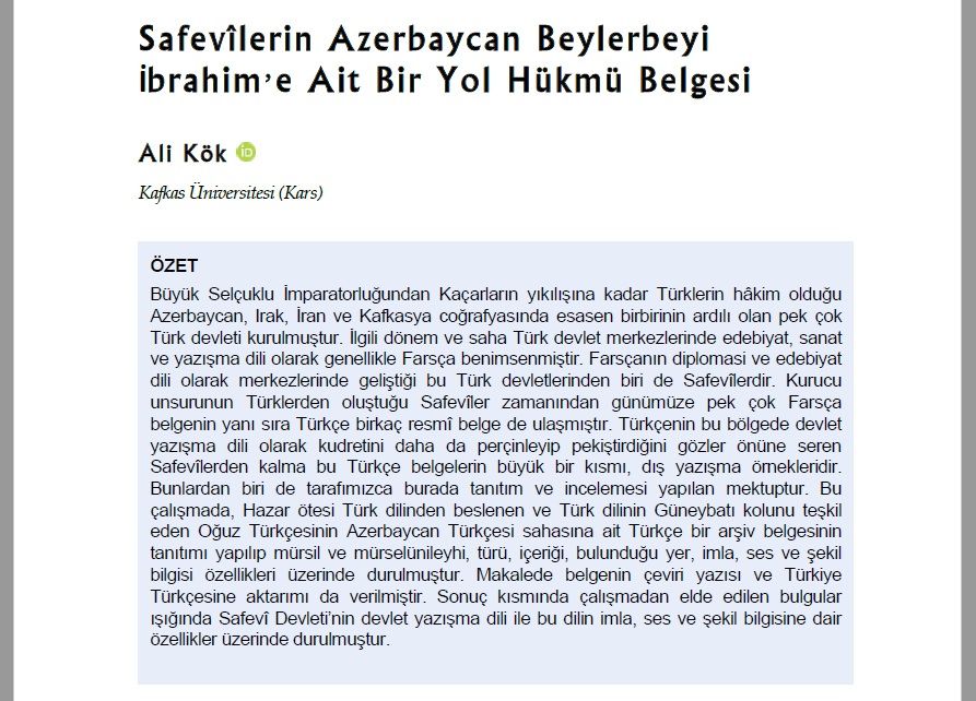 Türkiyəli alim azərbaycanlı tarixçilərə istinad etdi