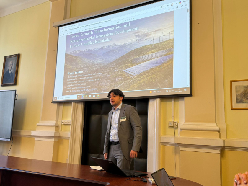 Gənc tədqiqatçı beynəlxalq konfransda Qarabağın yaşıl inkişaf modelindən bəhs edib