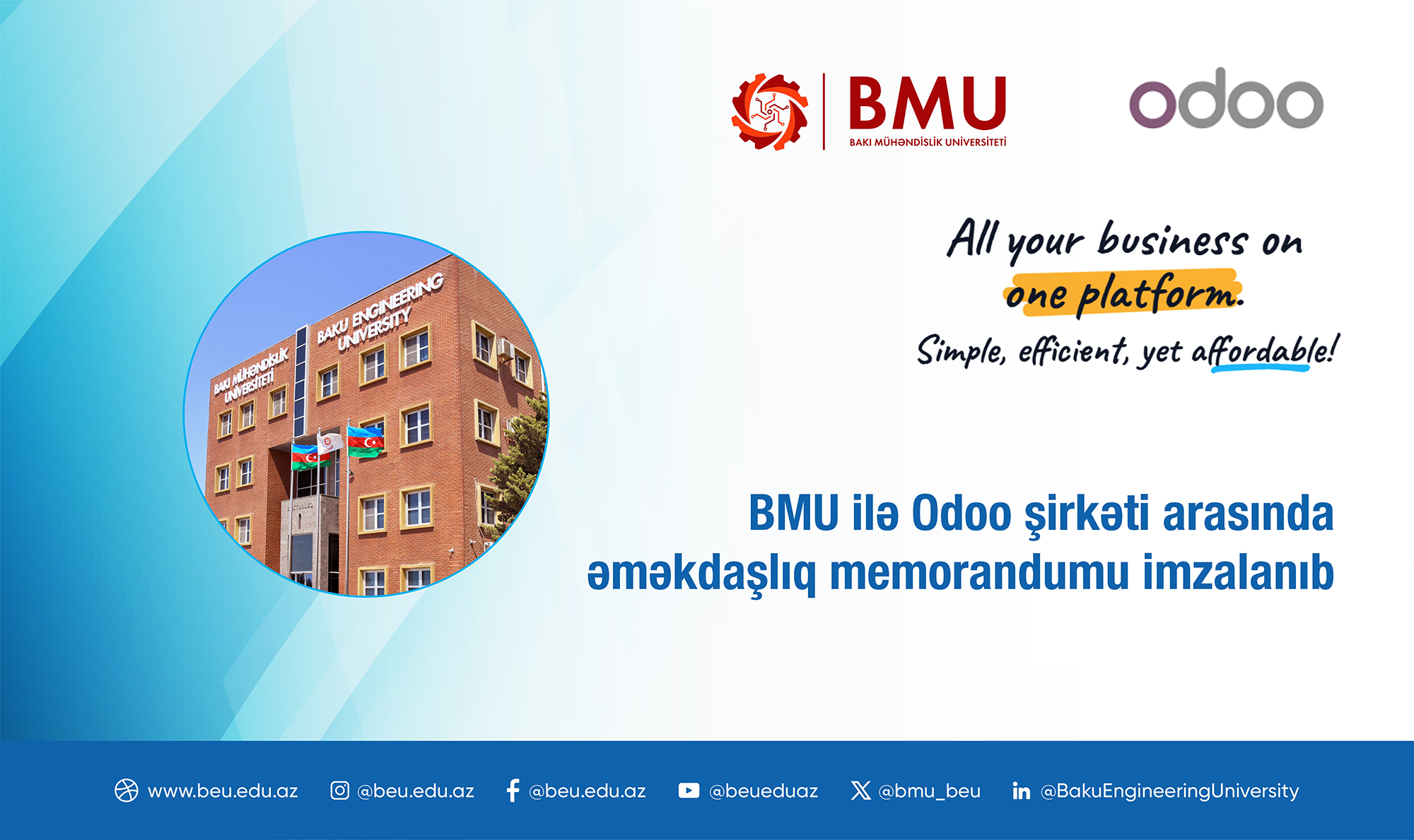 BMU ilə Odoo arasında əməkdaşlıq memorandumu imzalanıb