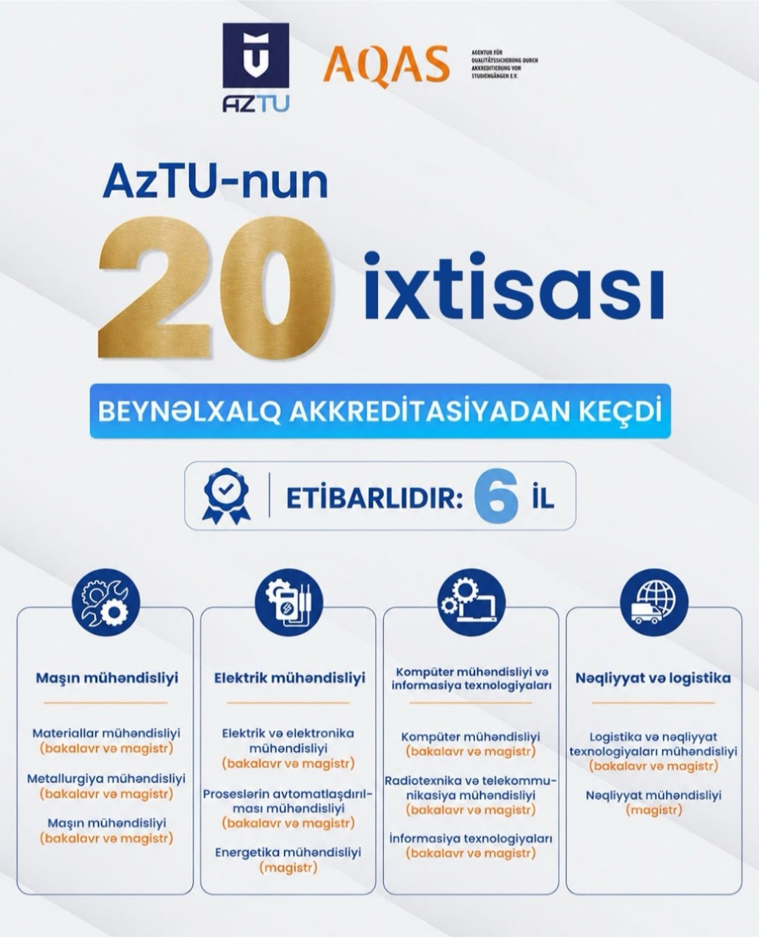 AzTU-nun 20 tədris proqramı beynəlxalq akkreditasiyadan keçib