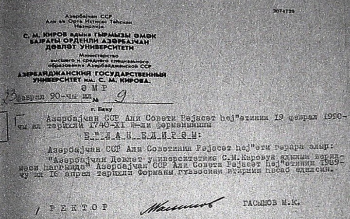 Tarixçilər BDU ilə bağlı daha bir sənəd yaydılar