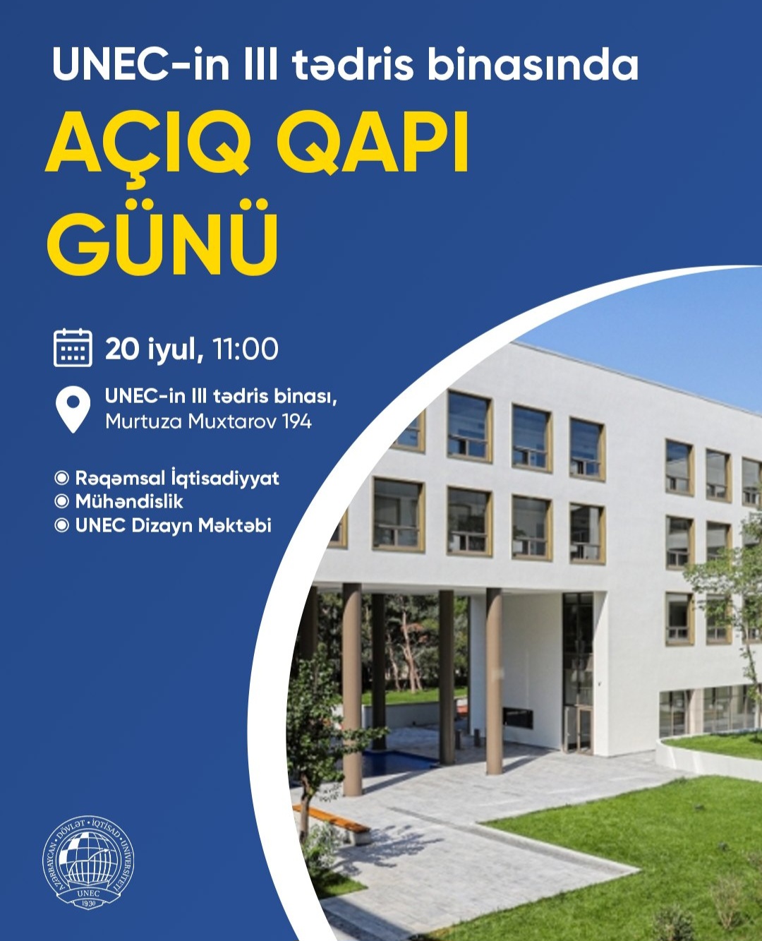 UNEC-də abituriyentlər üçün "Açıq qapı" günü keçiriləcək