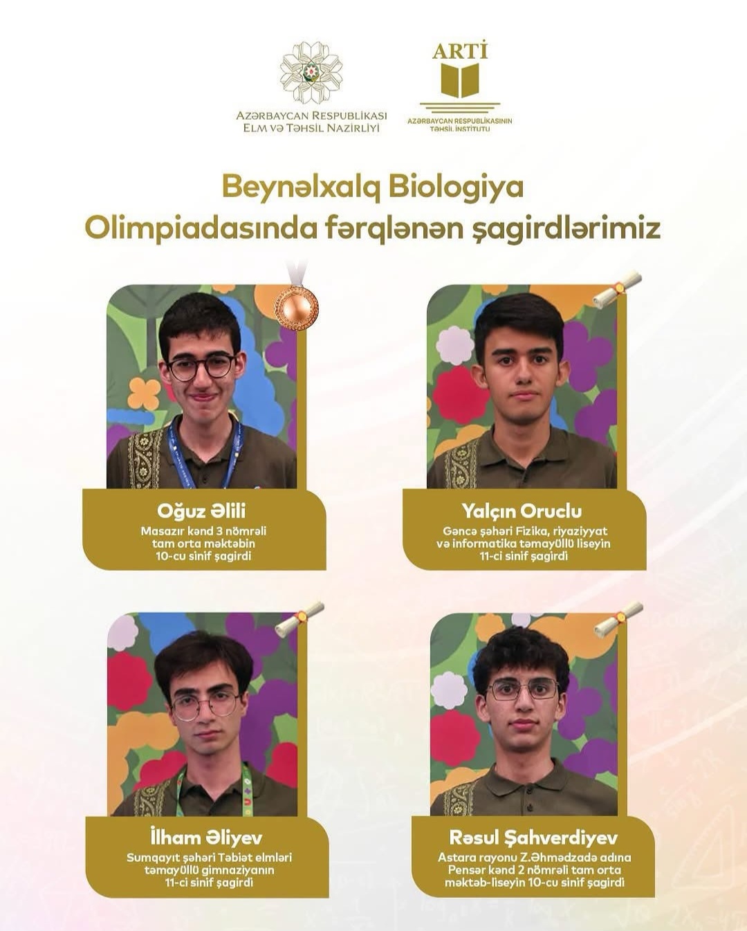 Məktəblilərimiz Beynəlxalq Biologiya Olimpiadasında uğur qazandılar