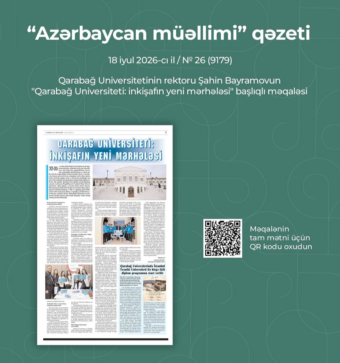 Qarabağ Universitetinin elmi-tədqiqat fəaliyyəti regionun inkişaf ehtiyacları ilə əlaqələndirilir