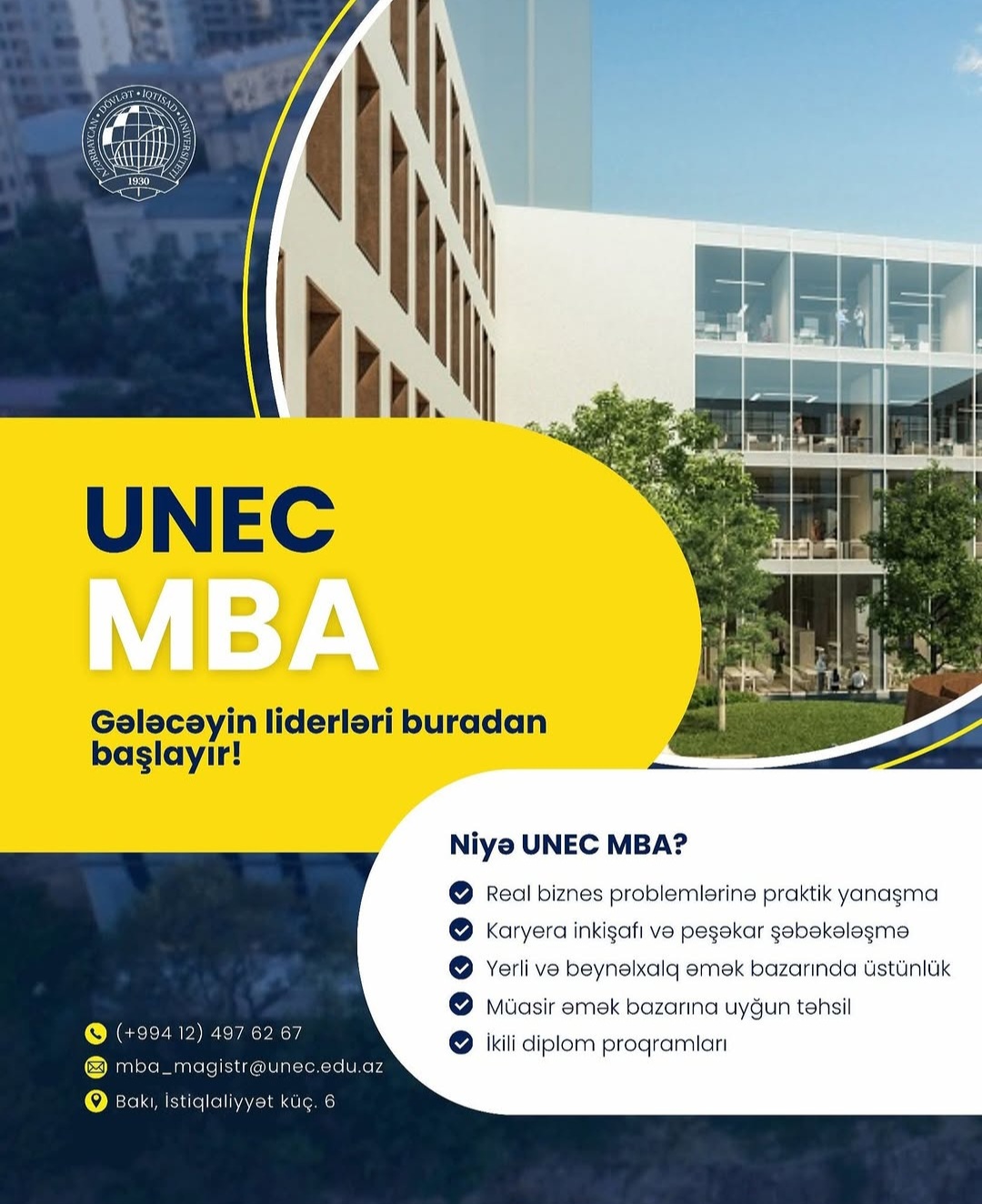 UNEC-də MBA təhsili ilə karyeranızı inkişaf etdirin