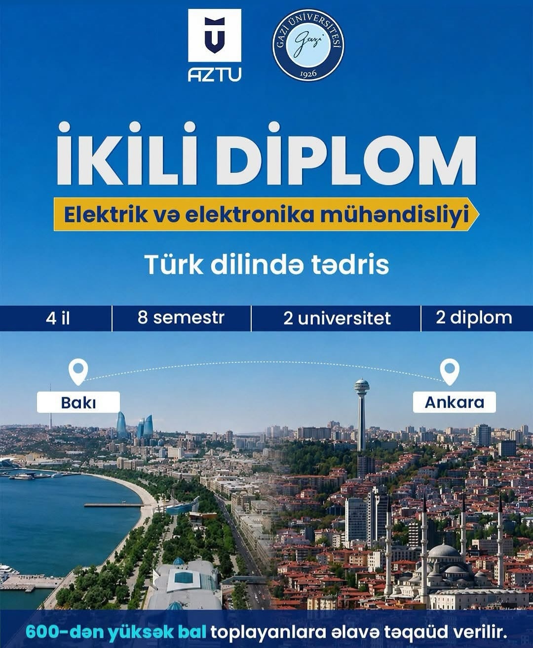 AzTU-Gazi Universiteti ikili diplom proqramına qəbul davam edir