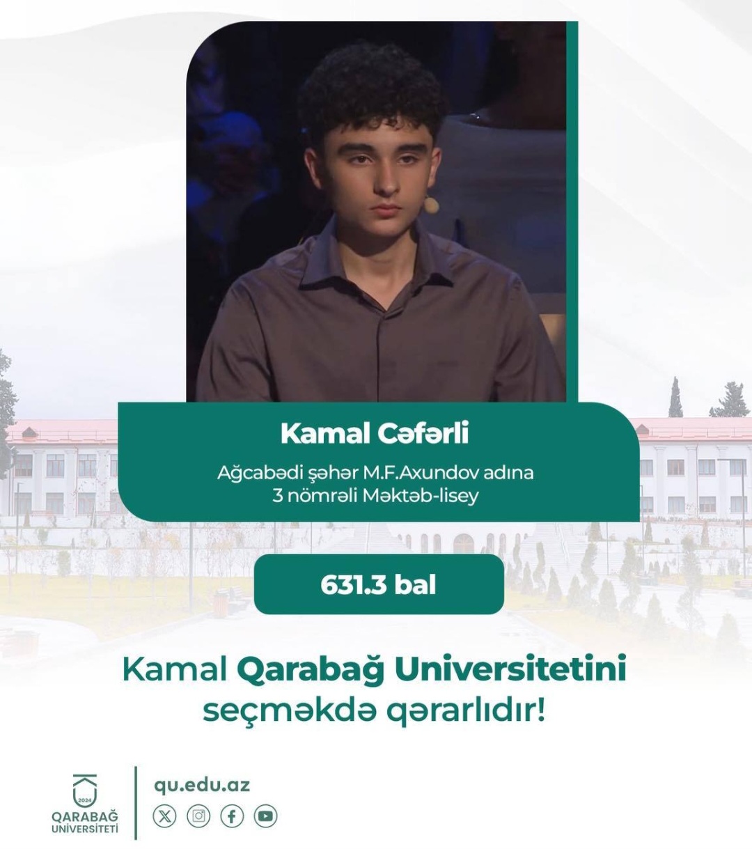 631,3 balla Qarabağ Universitetini seçdi