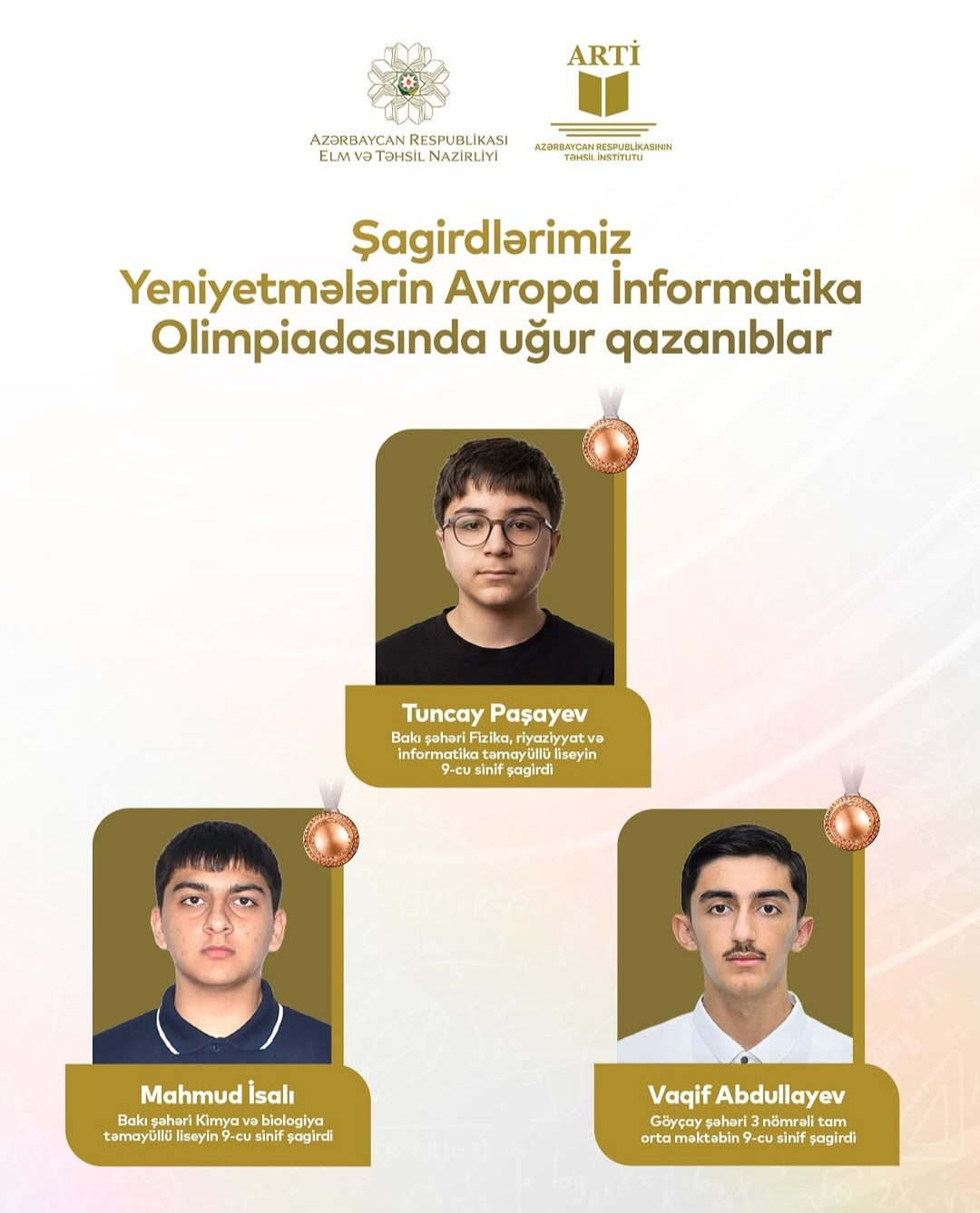 Şagirdlərimiz Yeniyetmələrin Avropa İnformatika Olimpiadasında uğur qazanıblar 