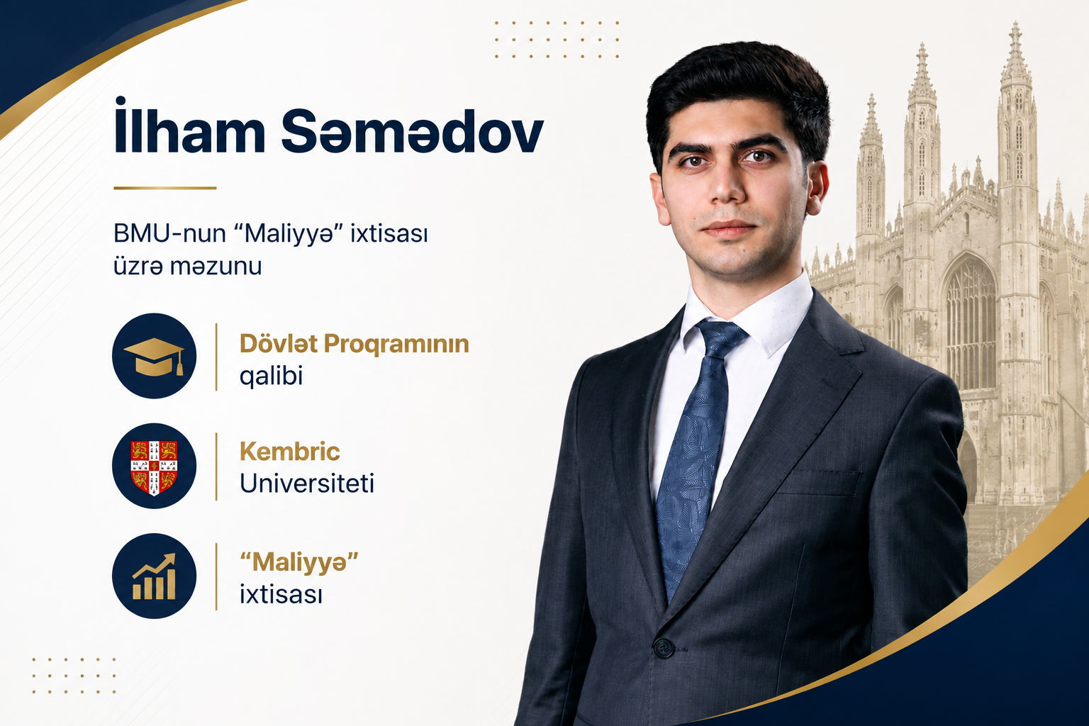 BMU məzunu Kembric Universitetinə qəbul olunub