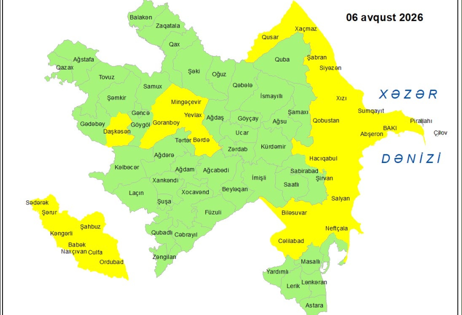 Küləkli hava şəraiti ilə bağlı sarı xəbərdarlıq verilib