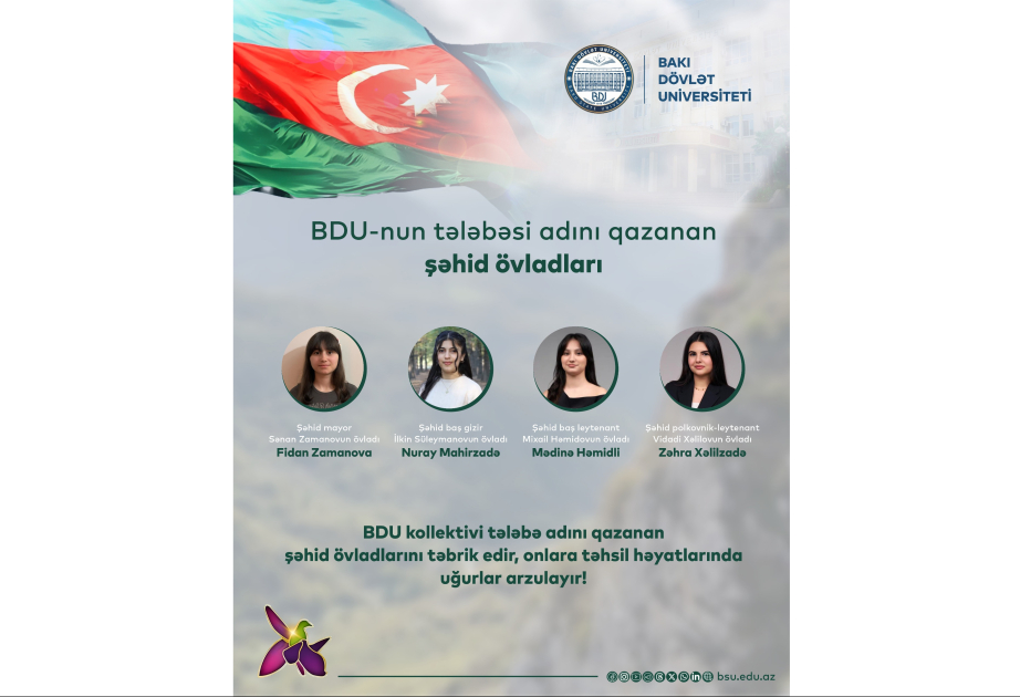 BDU-nun tələbəsi adını qazanan şəhid övladları
