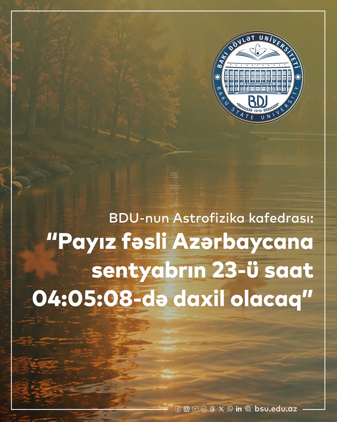 Azərbaycana payız fəslinin daxil olacağı tarix